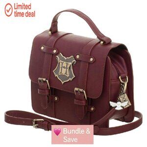 Faux Leather Satchel Handbag with Charms, One Size, Practical Daily Bag